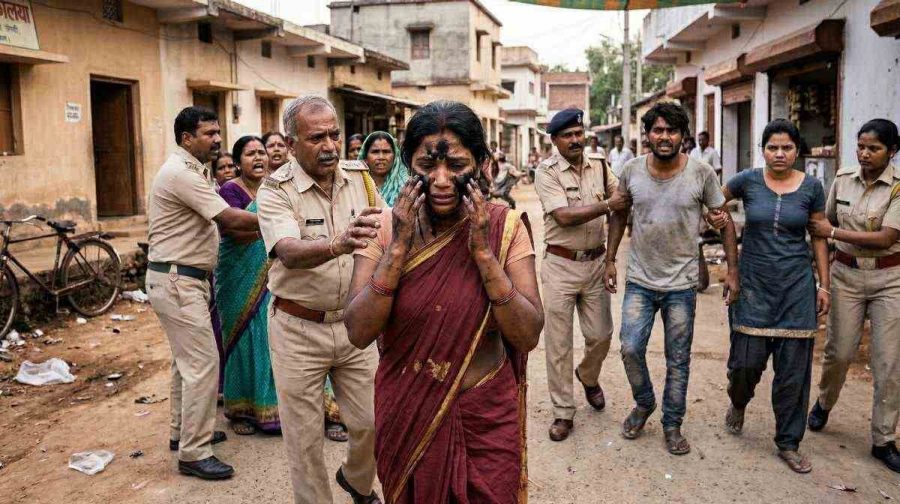 woman-paraded-blackened-face-bike-dispute