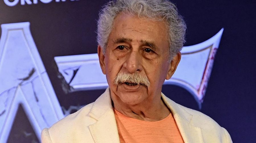 Bollywood actors Naseeruddin Shah poses during the screening of ZEE5's series 'TAJ' in Mumbai on March 1, 2023. (Photo by Sujit JAISWAL / AFP)