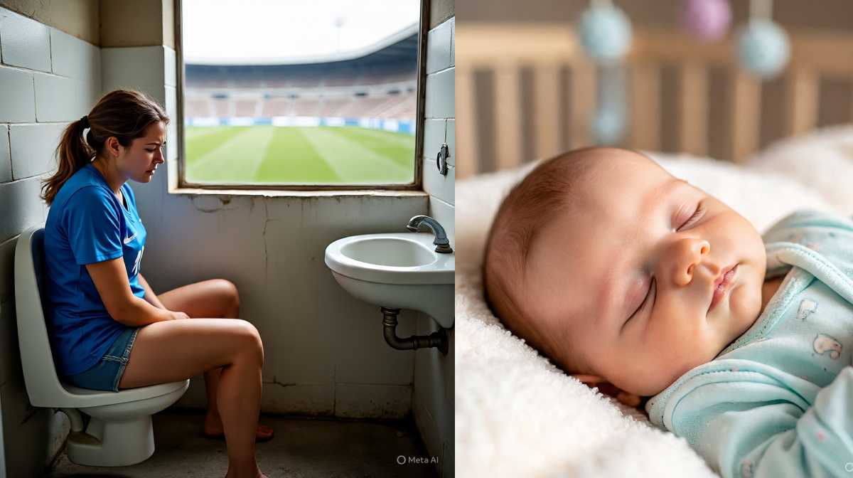 ഫുട്ബോള്‍ മല്‍സരത്തിനിടെ വയറുവേദന; ടോയ്‌‌ലറ്റിലേയ്ക്ക് ഓടിയ യുവതി പ്രസവിച്ചു