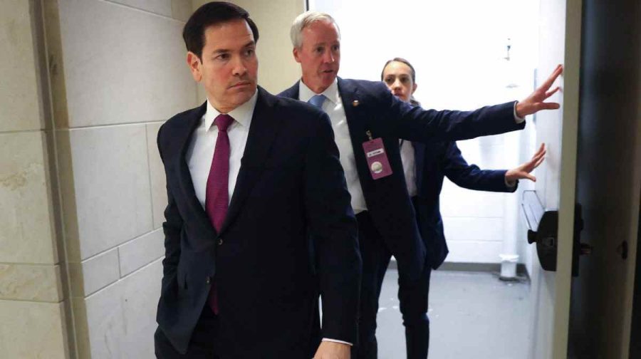 U.S. Secretary of State Marco Rubio leaves after briefing Congressional leaders on Iran in the U.S. Capitol on March 02, 2026 in Washington, DC. The U.S. Senate returns to Washington on Monday, and the House of Representatives returns on Wednesday, days after coordinated air attacks by the United States and Israel killed Iranian Supreme Leader Ayatollah Ali Khamenei in Tehran on Saturday, February 28th. Kevin Dietsch/Getty Images/AFP (Photo by Kevin Dietsch / GETTY IMAGES NORTH AMERICA / Getty Images via AFP)