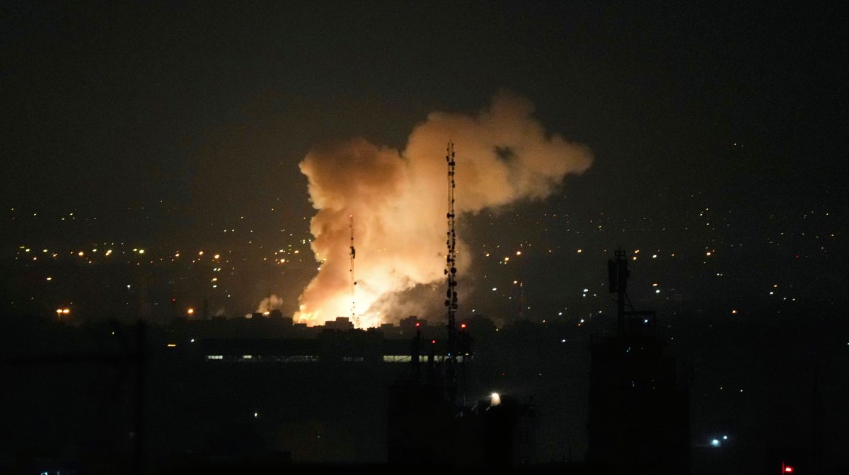 Smoke rises up after an explosion in Tehran, Iran, Friday, June 13, 2025. (AP Photo/Vahid Salemi)