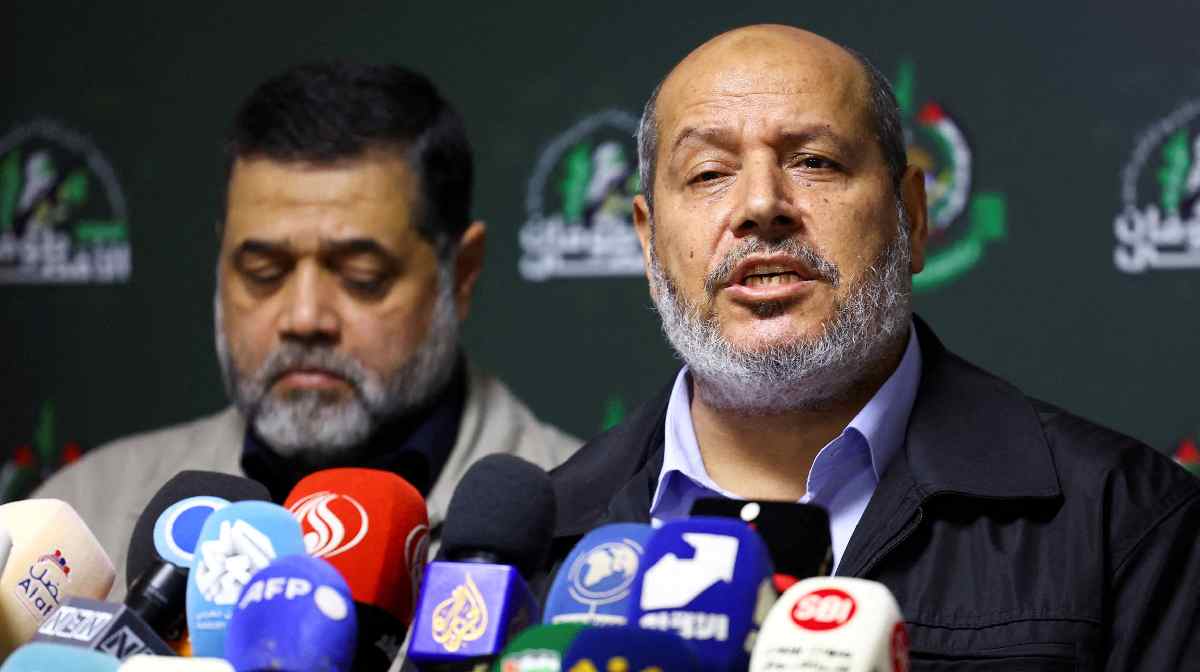 Hamas officials, Khalil Al-Hayya and Osama Hamdan, attend a press conference in Beirut, Lebanon, November 21, 2023. (ഫയല്‍ ചിത്രം)