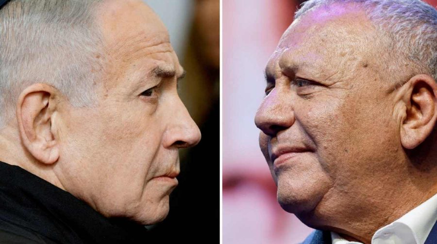 A combination picture shows Israeli Prime Minister Benjamin Netanyahu as he attends a memorial service held for Ran Gvili, an off-duty police officer who was killed fighting militants that had infiltrated Israel during the deadly October 7, 2023, attack by Hamas, and the last hostage recovered from Gaza, in Meitar, Israel, January 28, 2026, and Israeli opposition leader and former military chief, Gadi Eisenkot, as he launches an election campaign for Yashar, his new political party, at an event near Hod Hasharon, Israel, June 30, 2026. REUTERS/Amir Cohen