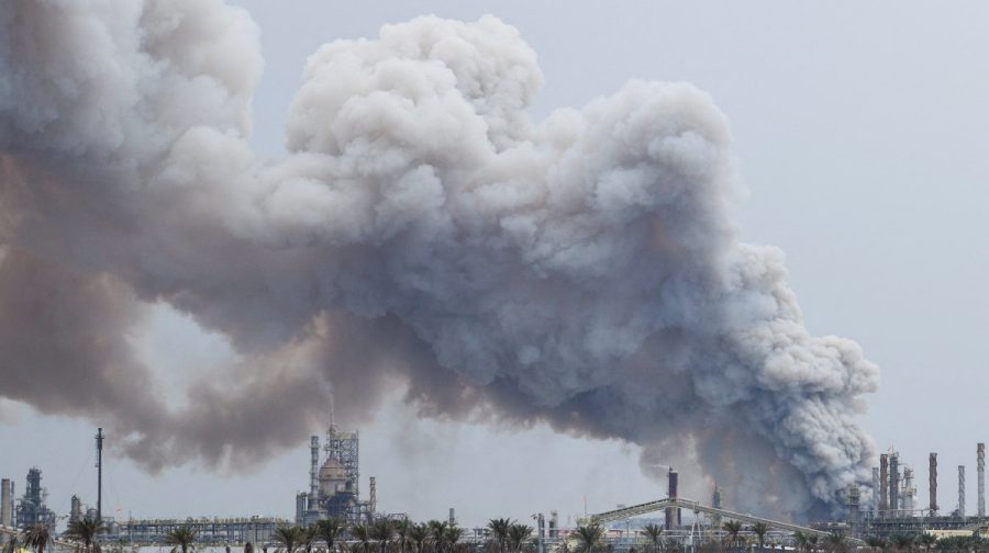 Smoke rises following a strike on the Bapco Oil Refinery, amid the U.S.-Israeli conflict with Iran, on Sitra Island Bahrain, March 9, 2026. REUTERS/Stringer
