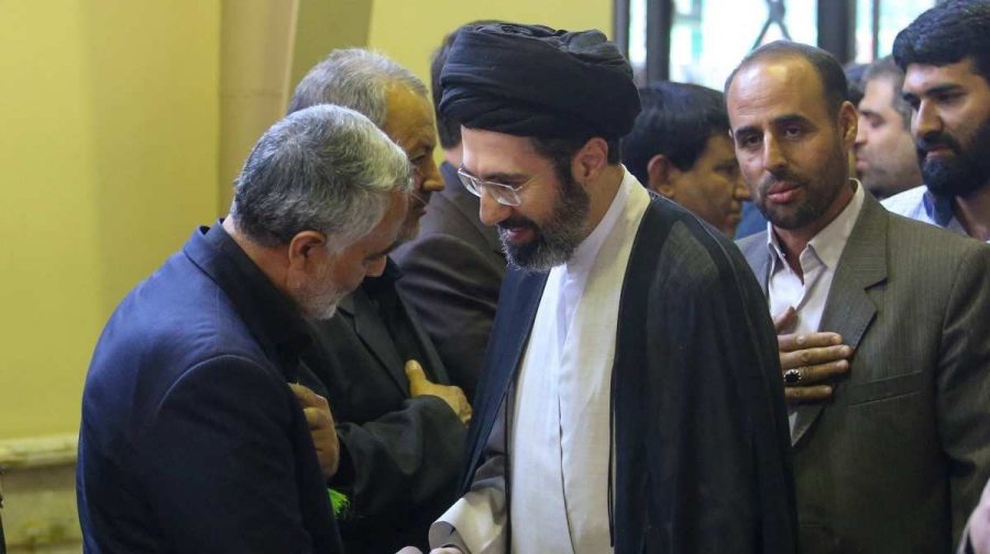 FILE PHOTO: Iran’s new supreme leader, Mojtaba Khamenei, the second son of late Iran's Supreme Leader Ayatollah Ali Khamenei, meets with the late Iranian military commander General Qassem Soleimani during a meeting in Tehran, Iran, September 14, 2013. Mehdi Ghasemi/ISNA/WANA (West Asia News Agency) via REUTERS ATTENTION EDITORS - THIS PICTURE WAS PROVIDED BY A THIRD PARTY/File Photo