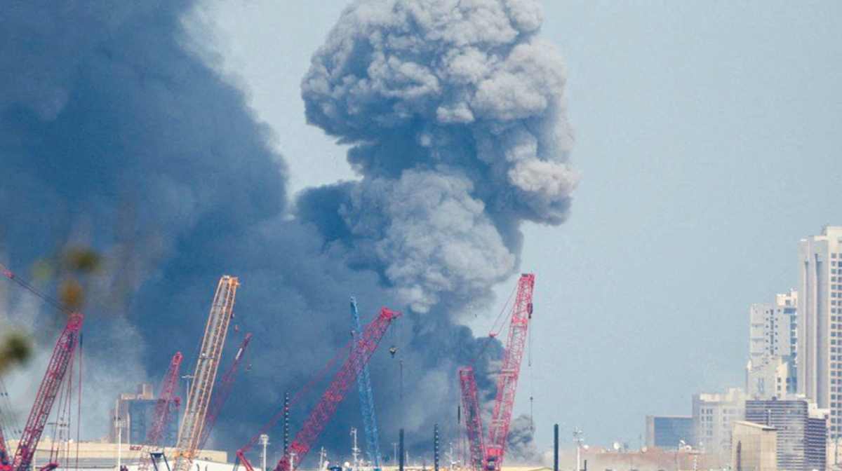 Smoke rises in the sky after blasts were heard in Manama, Bahrain, February 28, 2026. REUTERS/Stringer