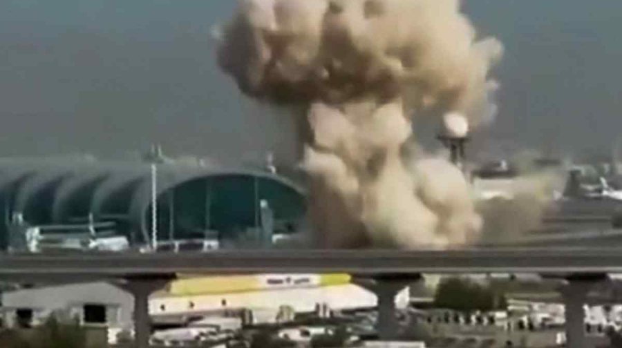 This video grab taken from UGC images posted on social media on March 7, 2026 shows smoke rising from the Dubai International Airport. Dubai airport, the world's busiest for international traffic, suspended operations on March 7 before partially resuming services, after an air defence interception in the area during attacks from Iran. (Photo by various sources / AFP) / RESTRICTED TO EDITORIAL USE - MANDATORY CREDIT AFP - SOURCE: UGC / UNKNOWN - DISTRIBUTED AS A SERVICE TO CLIENTS - NO RESALE -