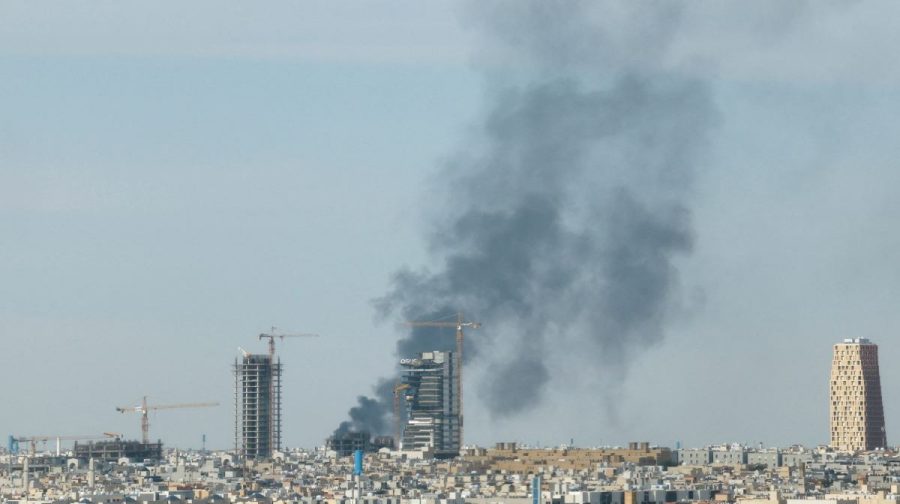 Smoke rises above the city, amid the U.S.-Israeli conflict with Iran, in Riyadh, Saudi Arabia, March 5, 2026. REUTERS/Stringer