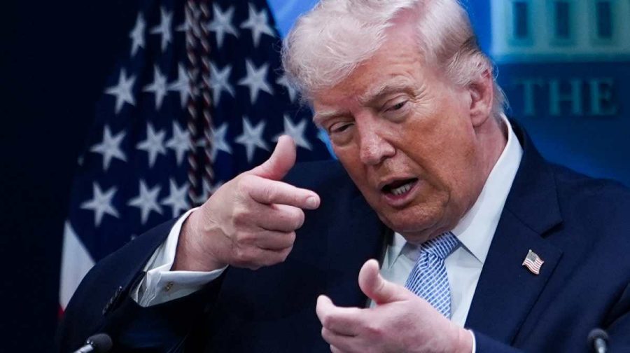 President Donald Trump speaks with reporters in the James Brady Press Briefing Room at the White House, Monday, April 6, 2026, in Washington. AP/PTI(AP04_07_2026_000001B)