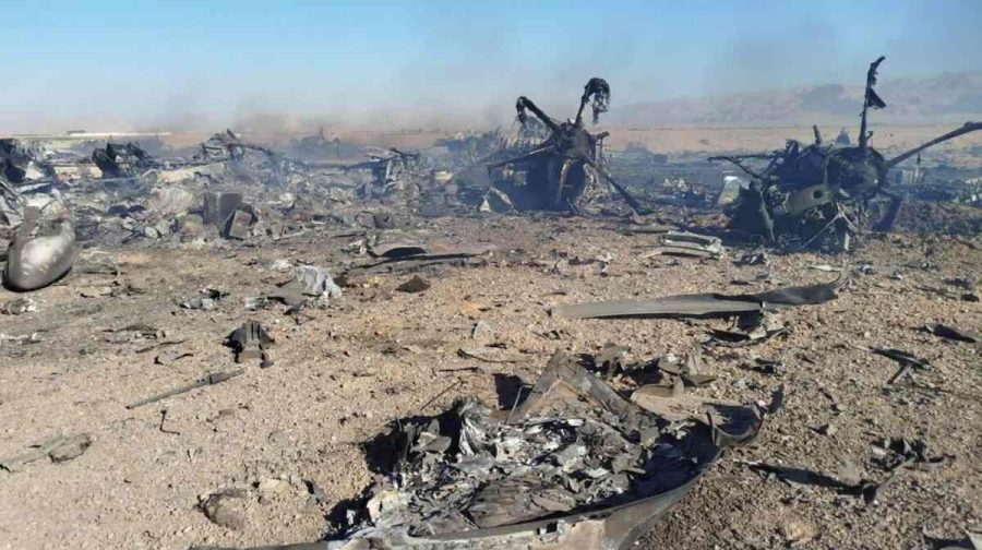 This handout photo provided by Iran's Revolutionary Guard Corps (IRGC) official website Sepah News on April 5, 2026 reportedly shows the wreckage and remains of targeted and crashed aircraft in central Iran. Iran's Revolutionary Guards said a US aircraft that had been searching for the crew member of a missing US fighter jet had been destroyed, Iranian media reported on April 5. US President Donald Trump said earlier that the second crew member from the American fighter jet that crashed inside Iran was "SAFE and SOUND" following a search and rescue operation. (Photo by SEPAH NEWS / AFP) / RESTRICTED TO EDITORIAL USE - MANDATORY CREDIT "AFP PHOTO / IRAN'S REVOLUTIONARY GUARD VIA SEPAH NEWS" - NO MARKETING - NO ADVERTISING CAMPAIGNS - DISTRIBUTED AS A SERVICE TO CLIENTS