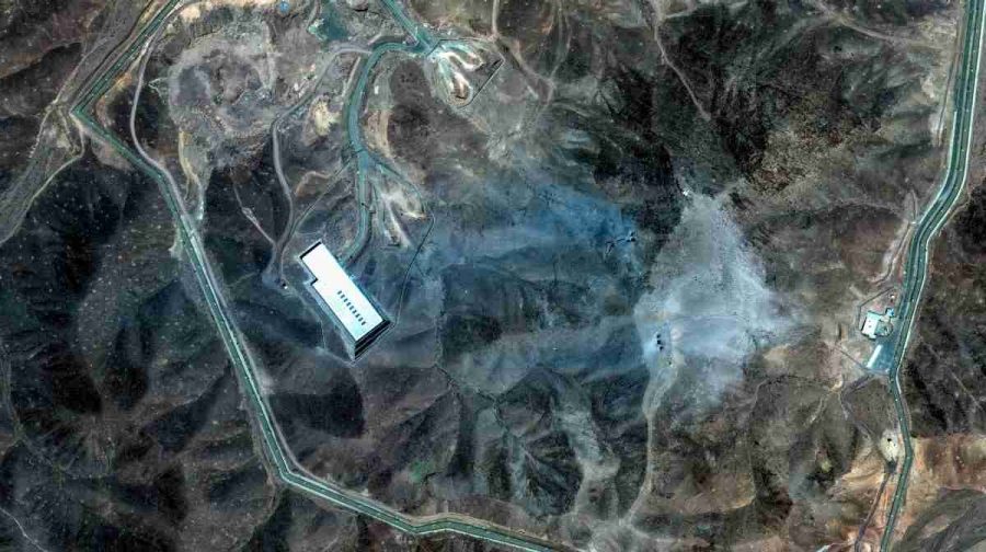A satellite view shows an overview of Fordow underground complex, after the U.S. struck the underground nuclear facility, near Qom, Iran June 22, 2025.     MAXAR TECHNOLOGIES/Handout via REUTERS    THIS IMAGE HAS BEEN SUPPLIED BY A THIRD PARTY. NO RESALES. NO ARCHIVES. MANDATORY CREDIT. DO NOT OBSCURE LOGO.
