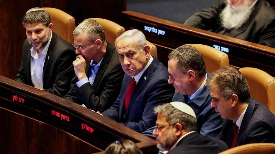 Image: Israeli Prime Minister Benjamin Netanyahu, Finance Minister Bezalel Smotrich, Defense Minister Israel Katz and National Security Minister Itamar Ben-Gvir attend a discussion at the plenum in the Knesset, Israel's parliament, in Jerusalem, July 23, 2025. REUTERS/Ronen Zvulun/File Photo