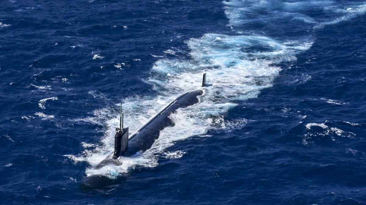 This handout photo released by the Colombian National Navy shows a view of a US nuclear submarine during military exercises 70 nautical miles (130 kilometers) off Cartagena, Colombia, on February 28, 2022. US President Donald Trump ordered the deployment of two nuclear submarines on August 1, 2025 in an extraordinary escalation of what had been an online war of words with a Russian official over Ukraine and tariffs. File Photo.