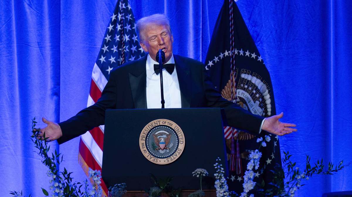 President Donald Trump speaks during the American Cornerstone Institute's Founder's Dinner at George Washington's Mount Vernon estate in Mount Vernon, Va., Saturday, Sept. 20, 2025. (AP Photo/Jose Luis Magana)
