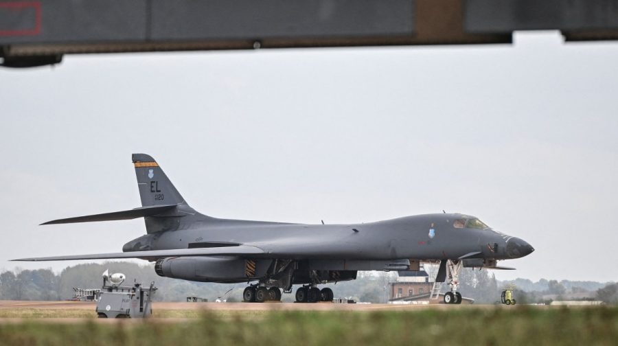 (FILES) A US Air Force B-1 Lancer bomber is pictured on the tarmac at RAF Fairford base in Fairford, south-west England on September 27, 2026. The Pentagon confirmed reports on October 4, 2026 that the United States has withdrawn all B-1 bomber planes from Royal Air Force Fairford, the UK airbase where a suspicious incident triggered nearby evacuations. A statement from a Pentagon official said "we can acknowledge now that all U.S. bombers that were deployed to RAF Fairford have re-deployed to their home stations in the United States." (Photo by JUSTIN TALLIS / AFP)