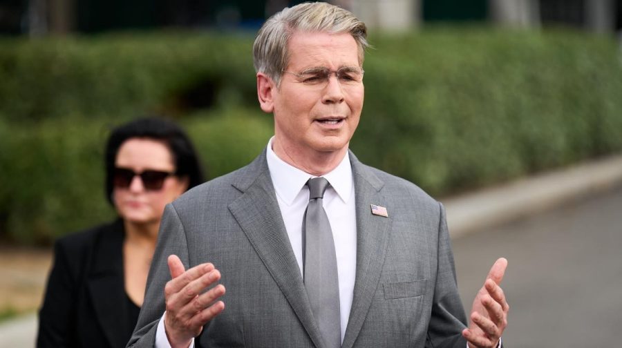 Treasury Secretary Scott Bessent speaks to members of the media outside the White House in Washington, Thursday, Aug. 20, 2026. (AP Photo/Jacquelyn Martin)