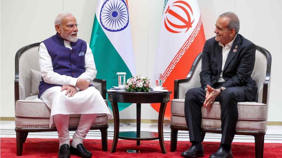 **EDS: THIRD PARTY IMAGE** In this image received on Aug. 31, 2026, Prime Minister Narendra Modi during a meeting with Iran President Masoud Pezeshkian, in Bishkek, Kyrgyzstan. (PMO via PTI Photo)(PTI08_31_2026_000204B)