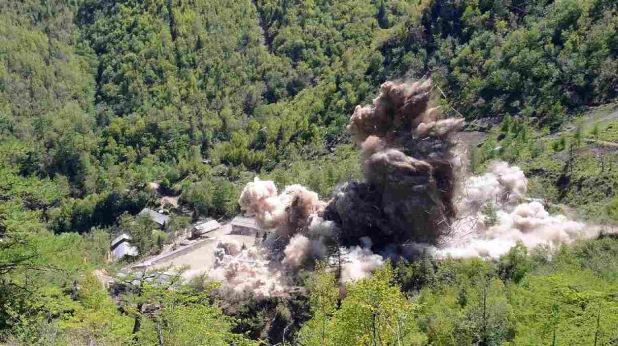North Korea's nuclear test center was completely dismantled in accordance with the decision of the 3rd Plenary Meeting of the 7th General Conference of the Workers' Party of Korea in this undated photo released by North Korea's Korean Central News Agency (KCNA) in Pyongyang May 24, 2018. KCNA/via REUTERS ATTENTION EDITORS - THIS PICTURE WAS PROVIDED BY A THIRD PARTY. REUTERS IS UNABLE TO INDEPENDENTLY VERIFY THE AUTHENTICITY, CONTENT, LOCATION OR DATE OF THIS IMAGE. NO THIRD PARTY SALES. SOUTH KOREA OUT.     TPX IMAGES OF THE DAY