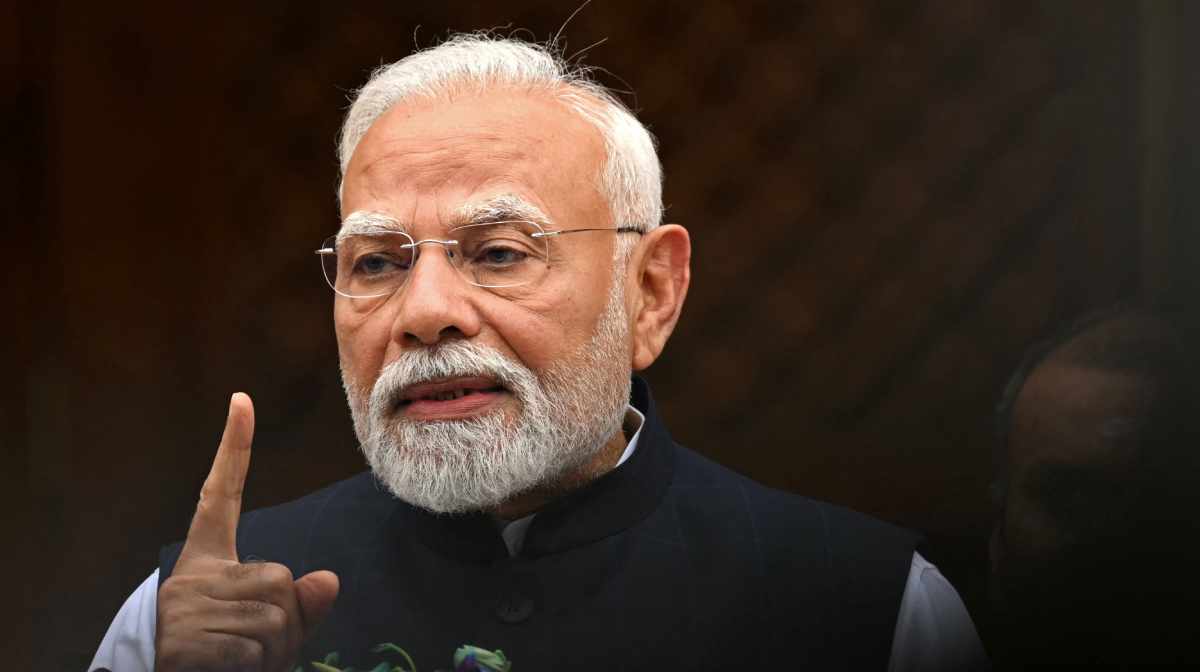 India's Prime Minister Narendra Modi addresses the media on the first day of the monsoon session of the parliament, in New Delhi on July 21, 2025. (Photo by Sajjad HUSSAIN / AFP)