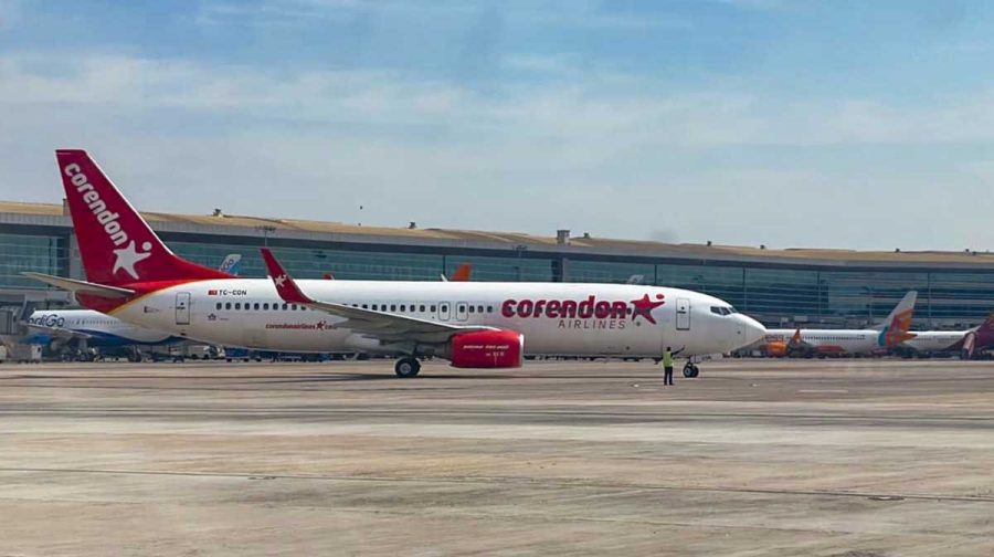 IndiGo aircraft after making an emergency landing at the Indira Gandhi International Airport (PTI Photo)