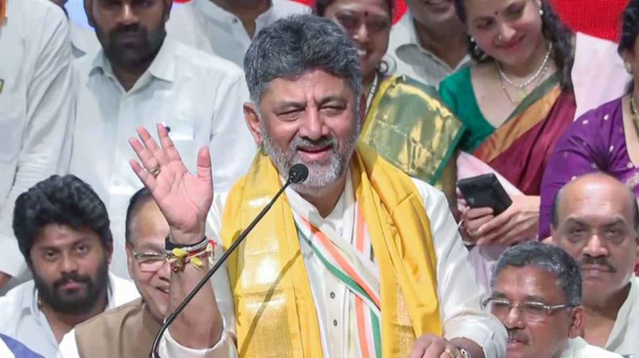 Bengaluru, Jun 03 (ANI): Newly sworn-in Karnataka Chief Minister DK Shivakumar speaks at the Karnataka Pradesh Congress Committee office, in Bengaluru on Wednesday. (ANI Video Grab)