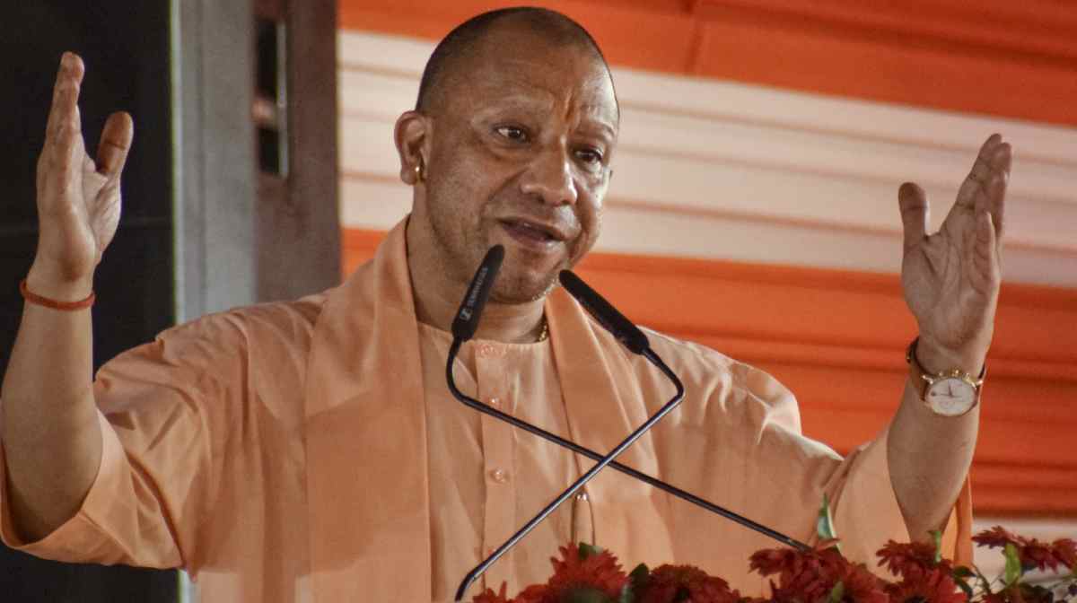 Lakhimpur Kheri: Chief Minister Yogi Adityanath addresses a gathering during an event where he announced the renaming of Mustafabad village to Kabirdham, in Lakhimpur Kheri, Uttar Pradesh, Monday, Oct. 27, 2025. (PTI Photo)
(PTI10_27_2025_000186B)