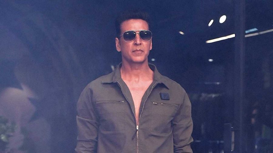 Bollywood actor Akshay Kumar poses during the launch of his Force IX's first flagship store in Mumbai on April 26, 2023. (Photo by SUJIT JAISWAL / AFP)