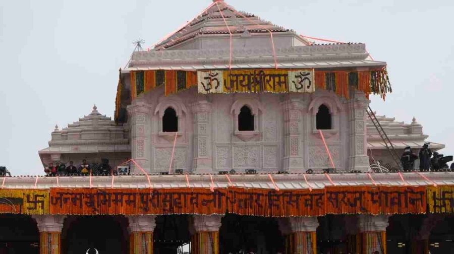 FILE- Indian Prime Minister Narendra Modi, arrives to lead the opening of a temple dedicated to Hinduism's Lord Ram in Ayodhya, India, Jan. 22, 2024. (AP Photo/Rajesh Kumar Singh, File)