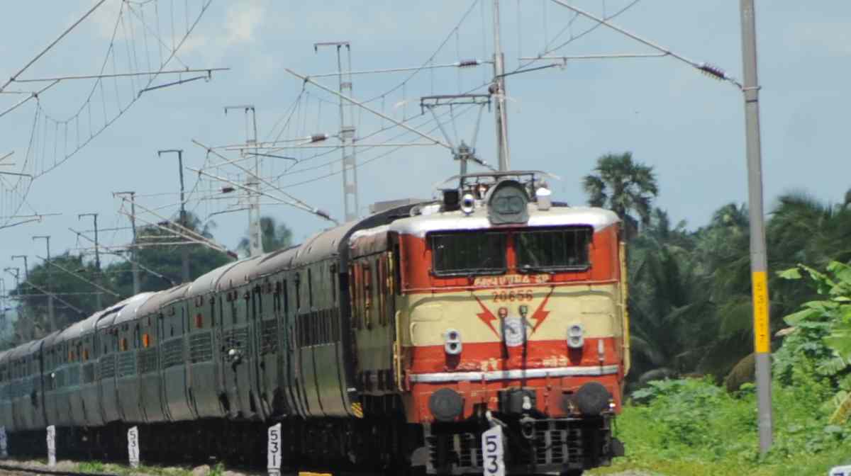 Train in railway track and electic line.@pic: Arun Sreedhar