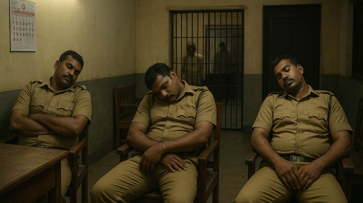 ഡ്യൂട്ടിക്കിടെ കൂര്‍ക്കം വലിച്ചുറങ്ങി പൊലീസുകാര്‍; കയ്യോടെ പൊക്കി ഡിവൈഎസ്പി