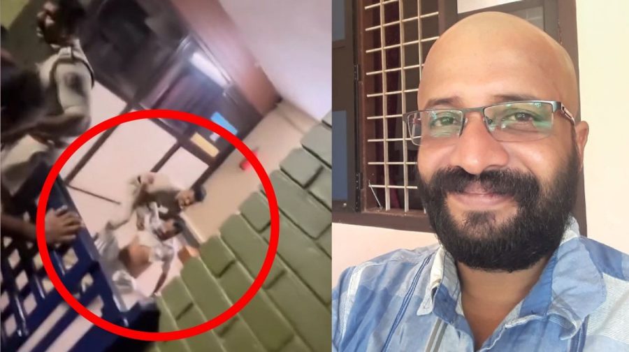 1. രാജന്‍ ജോസഫ് നിലത്ത് വീഴുന്നു. 2. രാജന്‍ ജോസഫ് (Image Credit: facebook.com/SakhavR)
