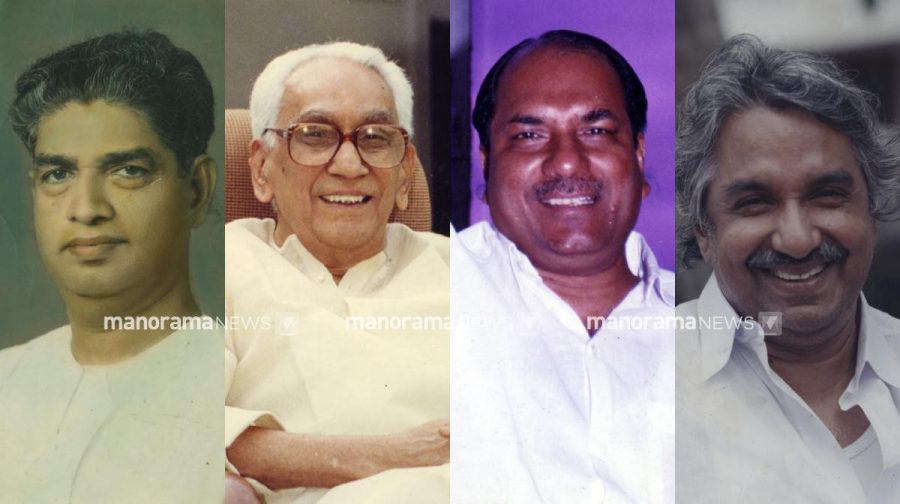 ആര്‍.ശങ്കര്‍, കെ.കരുണാകരന്‍, എ.കെ.ആന്റണി, ഉമ്മന്‍ ചാണ്ടി.