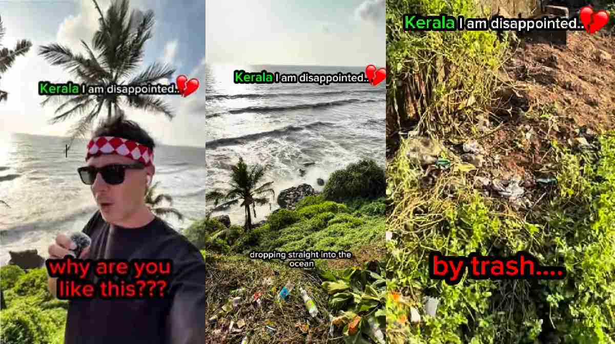 കുപ്പി, പ്ലാസ്റ്റിക്ക്,ഡയപ്പർ; മാലിന്യം നിറഞ്ഞ് വർക്കല ക്ലിഫ്; ചോദ്യവുമായി വിദേശസഞ്ചാരി