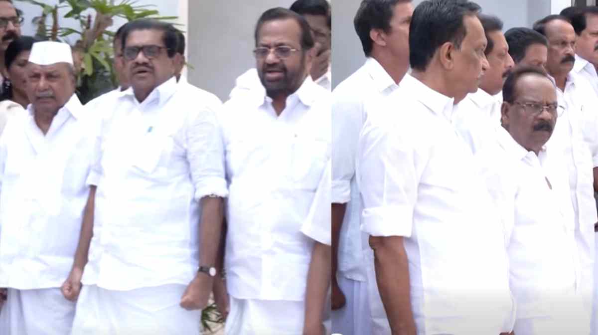 ദേ പിന്നേം തെറ്റിച്ചു! കെപിസിസി ആസ്ഥാനത്ത് ദേശീയ ഗാനം വീണ്ടും പാളി