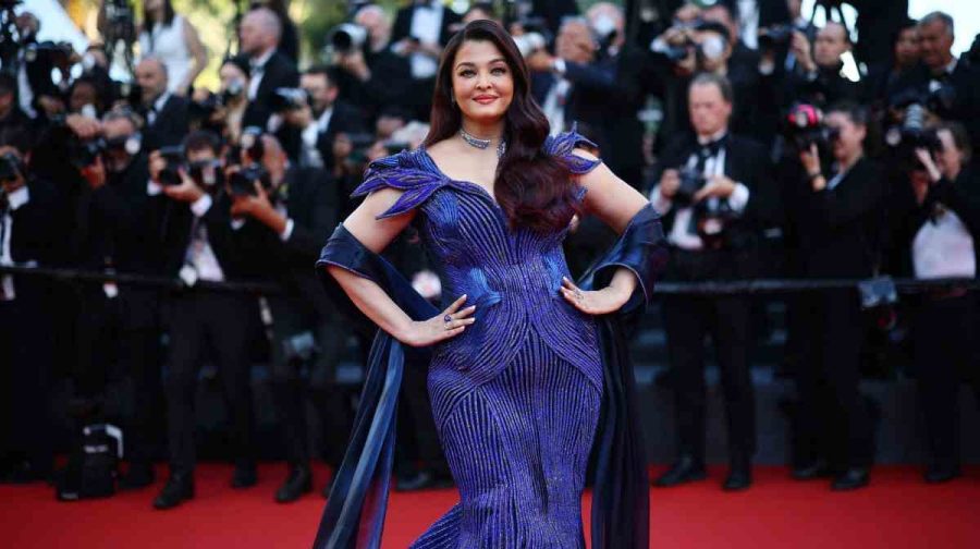 Aishwarya Rai poses on the red carpet during arrivals for the screening of the film "Histoires de la nuit" (The Birthday Party) in competition at the 79th Cannes Film Festival in Cannes, France, May 22, 2026. REUTERS/Sarah Meyssonnier