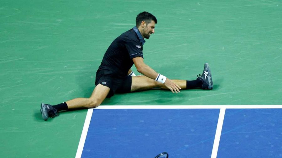 Tennis - U.S. Open - Flushing Meadows, New York, United States - August 30, 2026
Serbia's Novak Djokovic reacts during his first round match against Argentina's Mariano Navone REUTERS/Jeenah Moon     TPX IMAGES OF THE DAY     