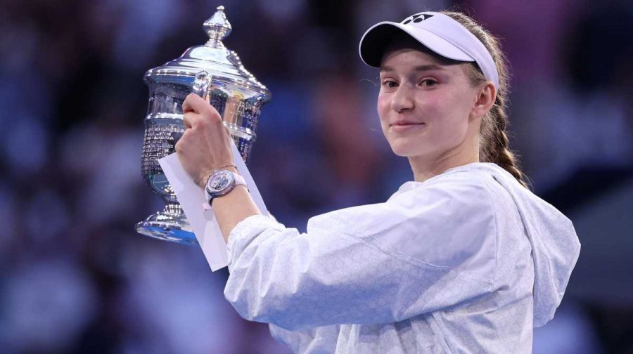 Elena Rybakina of Kazakhstan celebrates with the trophy after defeating Aryna Sabalenka in their Women's Singles Final match on Day Fourteen of the 2026 US Open at USTA Billie Jean King National Tennis Center on September 12, 2026 in the Flushing neighborhood of the Queens borough of New York City. Julian Finney/Getty Images/AFP