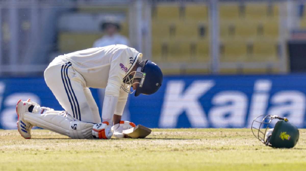 India's Ravindra Jadeja during the fifth day of the second Test cricket match between India and South Africa, at ACA Stadium, Barsapara in Guwahati.
