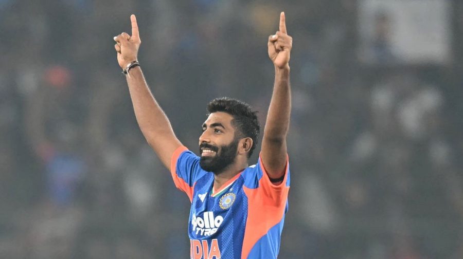 India's Jasprit Bumrah celebrates after taking the wicket of South Africa's Dewald Brevis during the first Twenty20 international cricket match between India and South Africa at the Barabati Stadium in Cuttack on December 9, 2025. (Photo by Noah SEELAM / AFP) / -- IMAGE RESTRICTED TO EDITORIAL USE - STRICTLY NO COMMERCIAL USE --