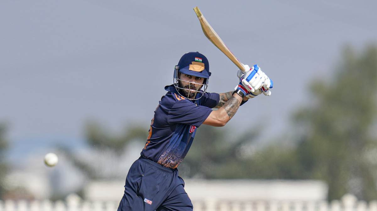 Bengaluru: Delhi's Virat Kohli plays a shot during the Vijay Hazare Trophy 2025-26 cricket match between Andhra and Delhi, at BCCI Centre of Excellence Ground, in Bengaluru, Wednesday, Dec. 24, 2025. (PTI Photo/Shailendra Bhojak)(PTI12_24_2025_000347A)