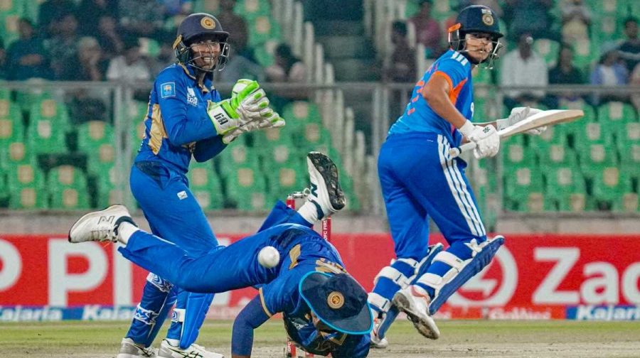Thiruvananthapuram: India s Shafali Verma plays a shot during the third T20 International cricket match of a series between India Women and Sri Lanka Women, at Greenfield International Stadium, in Thiruvananthapuram, Kerala, Friday, Dec. 26, 2025. (PTI Photo) (PTI12_26_2025_000522A)