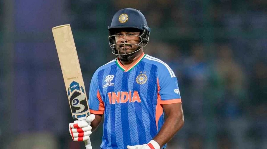 New Delhi: India's Sanju Samson returns to the pavilion after his dismissal by Namibia's Ben Shikongo during an ICC Men's T20 World Cup 2026 cricket match between India and Namibia, at the Arun Jaitley Stadium, in New Delhi, Thursday, Feb. 12, 2026. (PTI Photo/Shahbaz Khan) (PTI02_12_2026_000471B)