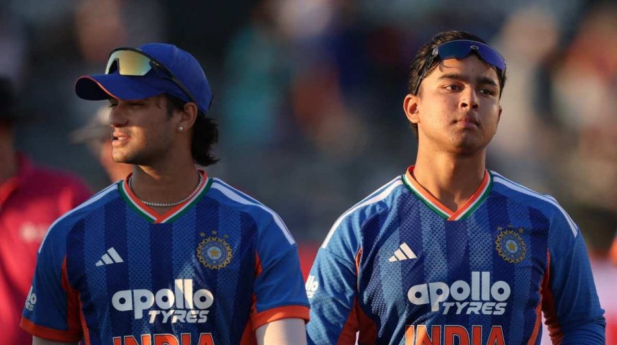 Cricket - Fourth T20 International - England v India - Seat Unique Stadium, Bristol, Britain - July 9, 2026
India's Vaibhav Sooryavanshi looks dejected as he walks off the field with teammates after England win the match Action Images via Reuters/Andrew Boyers