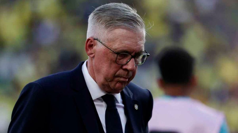 Soccer Football - FIFA World Cup 2026 - Group C - Brazil v Morocco - New York/New Jersey Stadium, East Rutherford, New Jersey, U.S. - June 13, 2026
Brazil coach Carlo Ancelotti at half time REUTERS/Jeenah Moon
