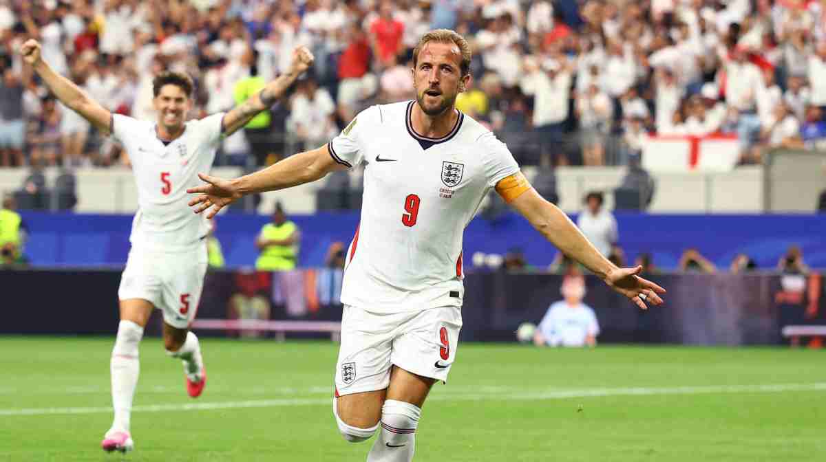 Soccer Football - FIFA World Cup 2026 - Group L - England v Croatia - Dallas Stadium, Arlington, Texas, U.S. - June 17, 2026
England's Harry Kane celebrates scoring their second goal REUTERS/Hannah Mckay