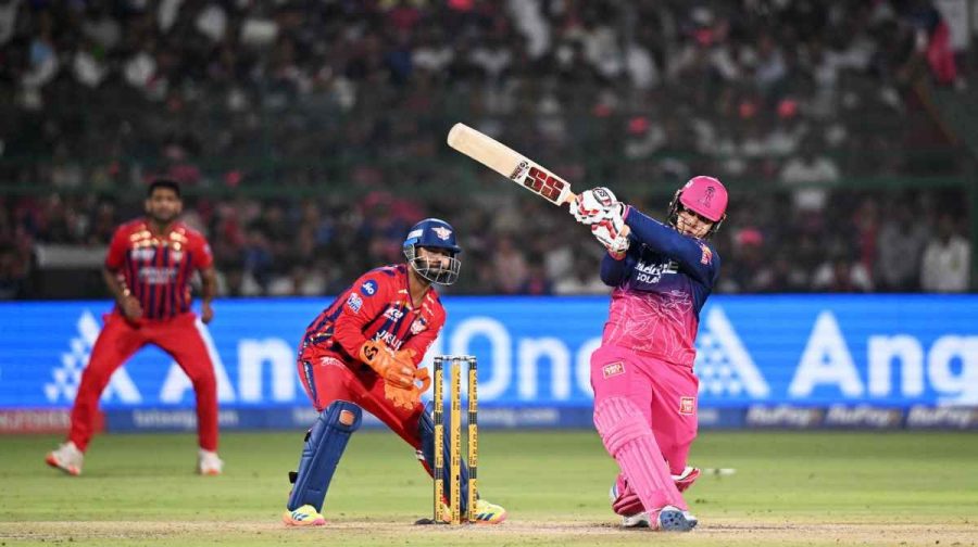 Rajasthan Royals' Vaibhav Sooryavanshi plays a shot during the Indian Premier League cricket match between Lucknow Super Giants and Rajasthan Royals in Jaipur, India, Tuesday, May 19, 2026. (AP Photo)
