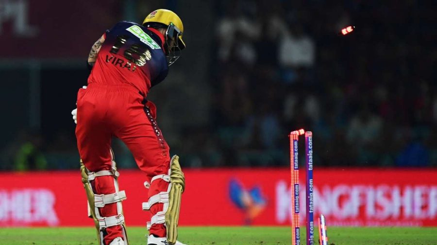 Cricket - Indian Premier League - IPL - Lucknow Super Giants v Royal Challengers Bengaluru - Bharat Ratna Shri Atal Bihari Vajpayee Ekana Cricket Stadium, Lucknow, India - May 7, 2026
Royal Challengers Bengaluru's Virat Kohli is bowled out by Lucknow Super Giants' Prince Yadav REUTERS/Abhijit Addya