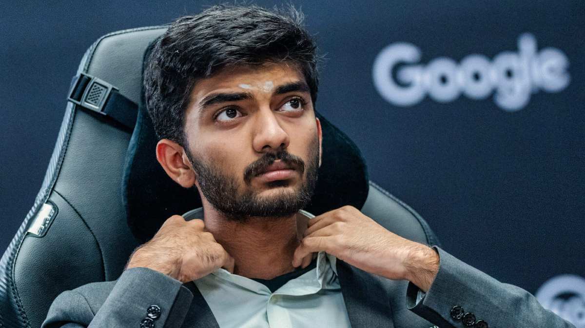 Singapore: India's D Gukesh reacts during the seventh game of the World Chess Championship against China s Ding Liren, in Singapore, Tuesday, Dec. 3, 2024. (FIDE/Maria Emelianova via PTI Photo)    (PTI12_03_2024_000476A)