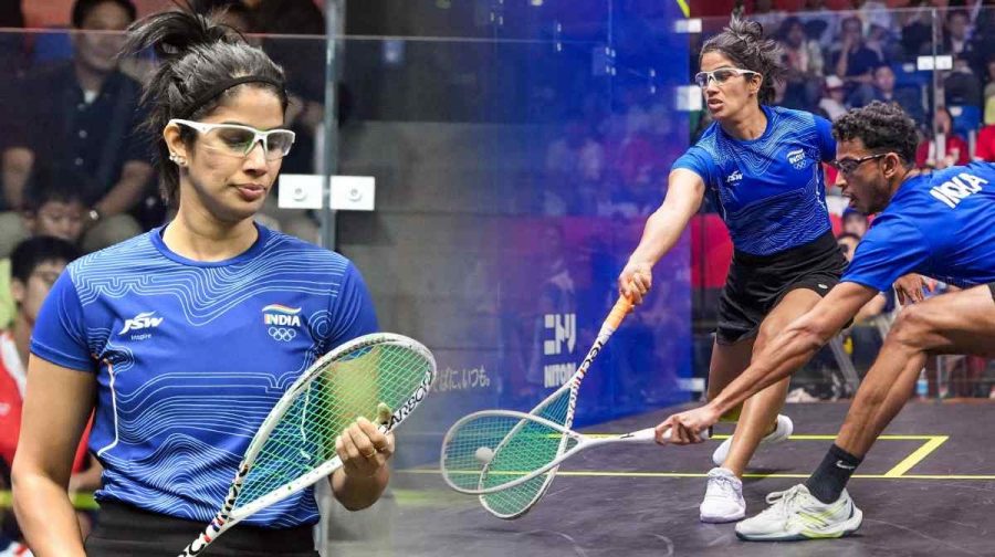 India's Squash Mixed Doubles Pair of Joshna Chinappa and Velavan Senthilkumar clinched bronze medal in Asian Games 2026  (ANI Photo)