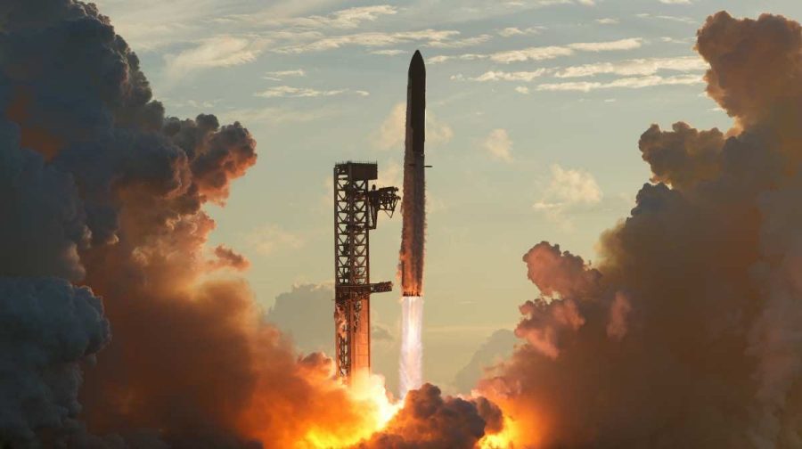 SpaceX's mega rocket Starship makes a test flight from Starbase, Texas, Monday, Sept. 28, 2026. (AP Photo/Eric Gay)